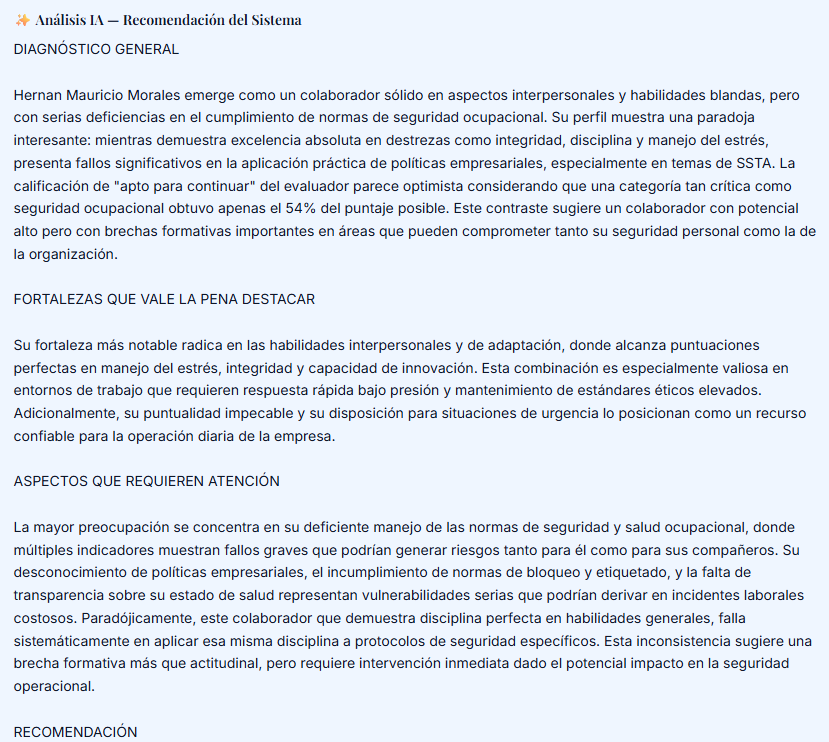 Análisis IA de evaluación de desempeño