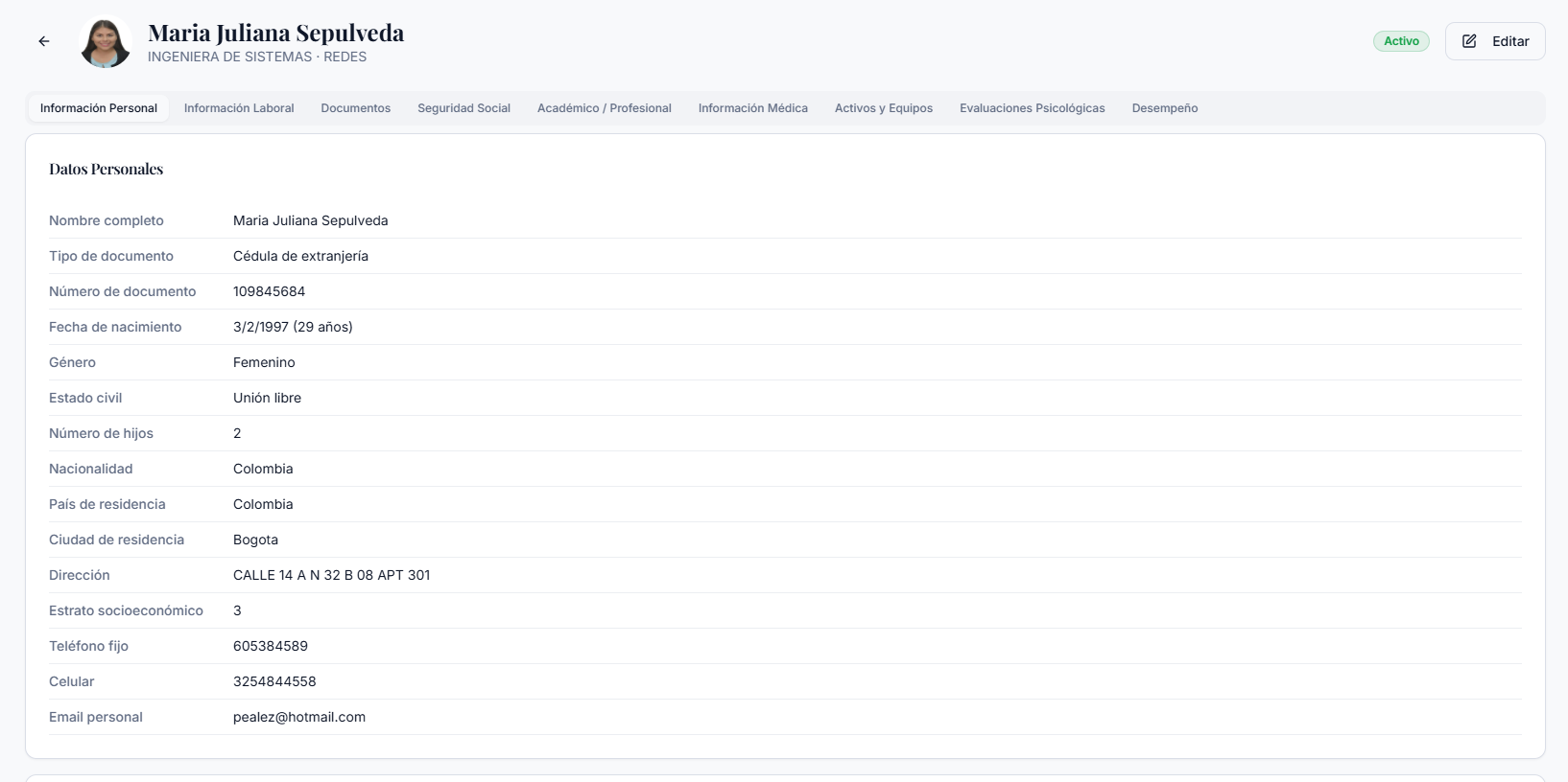 Expediente digital - datos personales