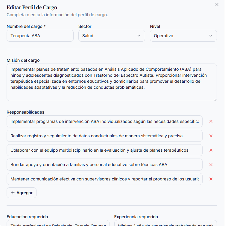 Perfil de cargo generado